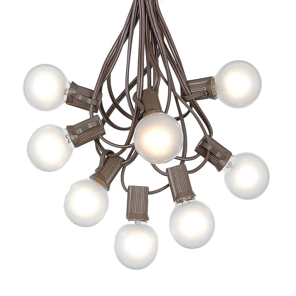 Novelty Lights 100 Feet Frosted White G40 Globe Outdoor Patio String Lights, Brown Wire