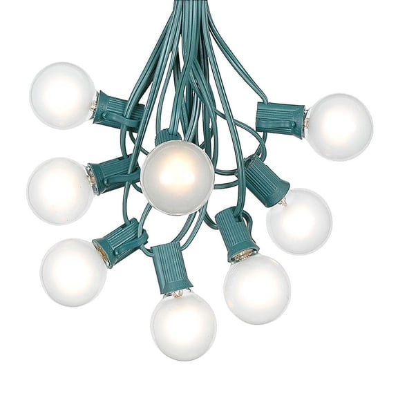 Novelty Lights 100 Feet Frosted White G40 Globe Outdoor Patio String Lights, Green Wire