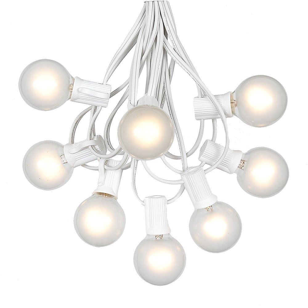 Novelty Lights 100 Feet Frosted White G40 Globe Outdoor Patio String Lights, White Wire