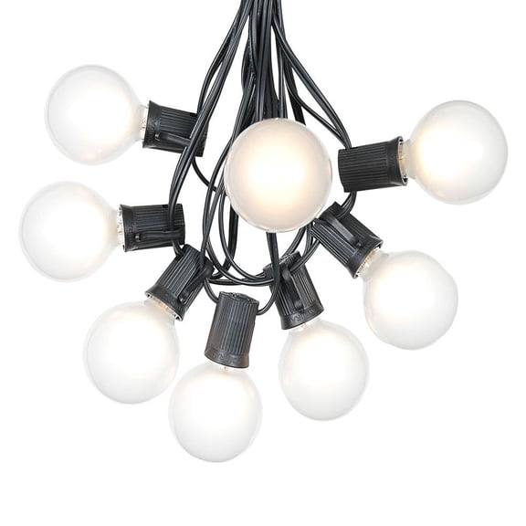 Novelty Lights 100 Feet Frosted White G50 Globe Outdoor Patio String Lights, Black Wire