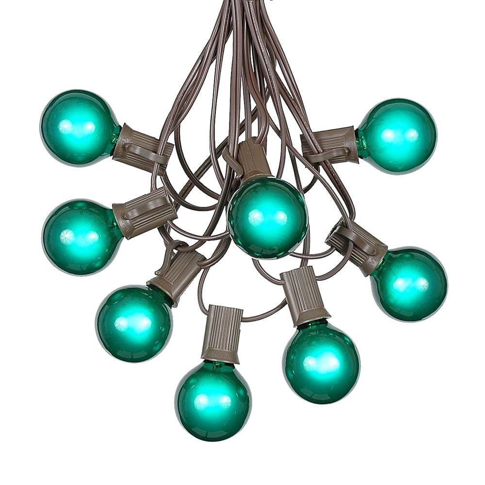 100-Foot Green Globe Outdoor String Lights with Brown Wire