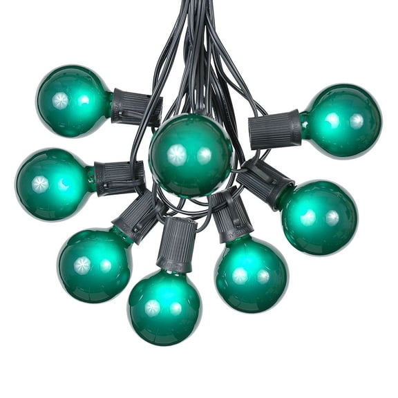 Novelty Lights 100 Feet Green G50 Globe Outdoor Patio String Lights, Black Wire