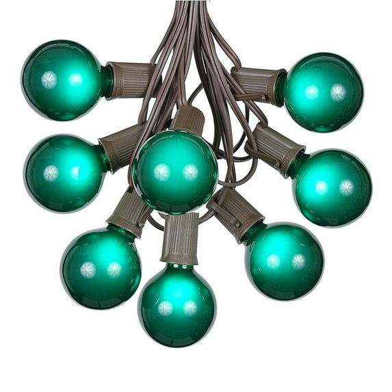 Novelty Lights 100 Feet Green G50 Globe Outdoor Patio String Lights, Brown Wire
