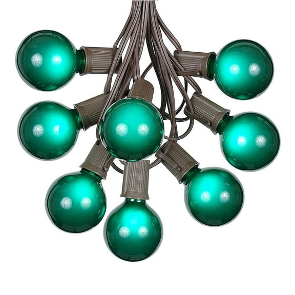 Novelty Lights 100 Feet Green G50 Globe Outdoor Patio String Lights, Brown Wire