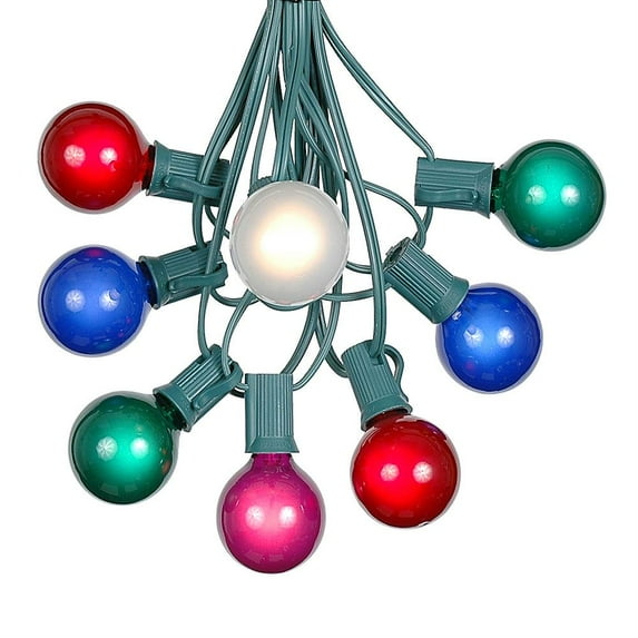 Novelty Lights 100 Feet Multicolored G40 Globe Outdoor Patio String Lights, Green Wire