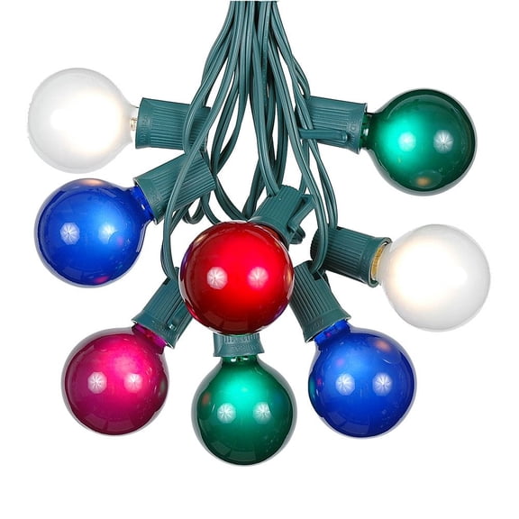 Novelty Lights 100 Feet Multicolored G50 Globe Outdoor Patio String Lights, Green Wire
