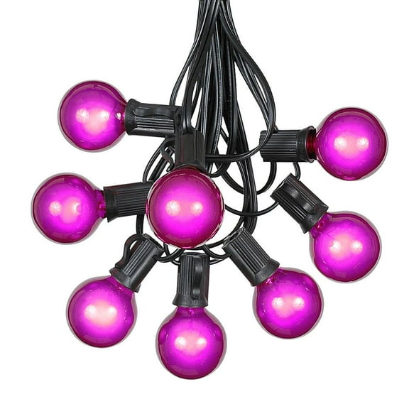 Novelty Lights 100 Feet Purple G40 Globe Outdoor Patio String Lights, Black Wire