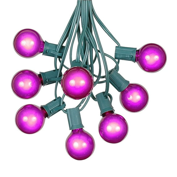 Novelty Lights 100 Feet Purple G40 Globe Outdoor Patio String Lights, Green Wire