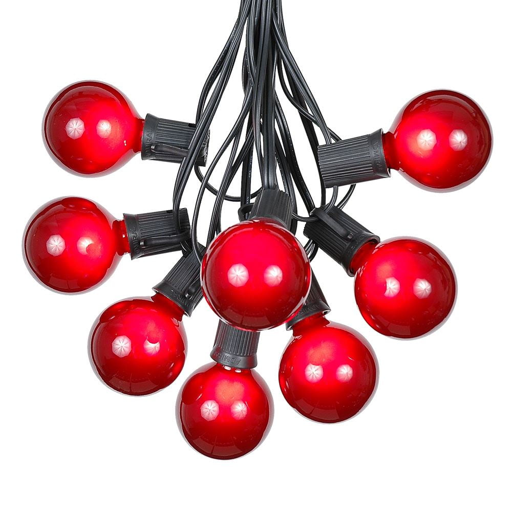Novelty Lights 100 Feet Red G50 Globe Outdoor Patio String Lights, Black Wire