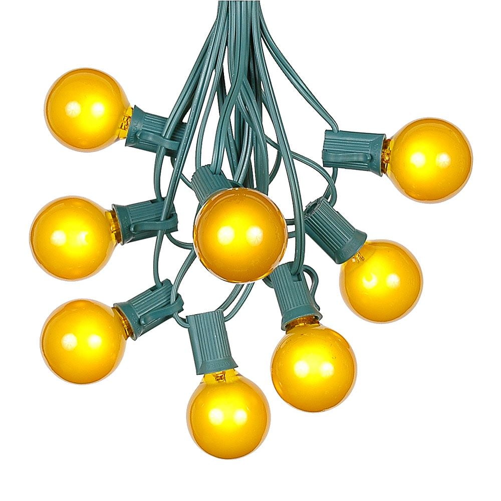 100-Foot Yellow Globe Outdoor String Lights with Green Wire