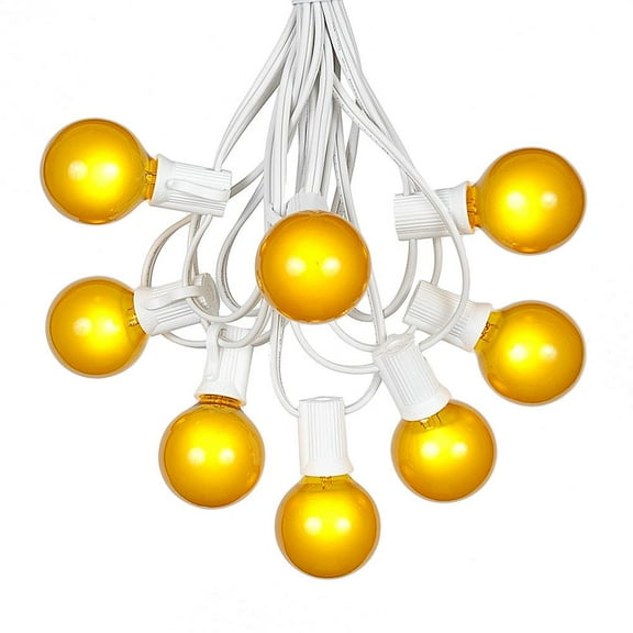 Novelty Lights 100 Feet Yellow G40 Globe Outdoor Patio String Lights, White Wire