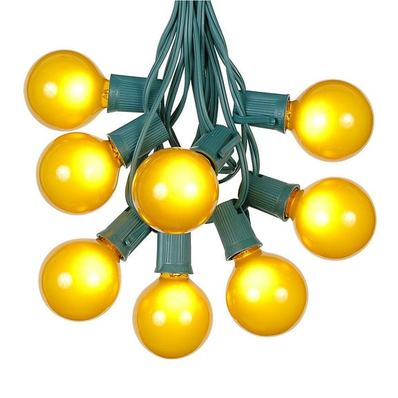 Novelty Lights 100 Feet Yellow G50 Globe Outdoor Patio String Lights, Green Wire