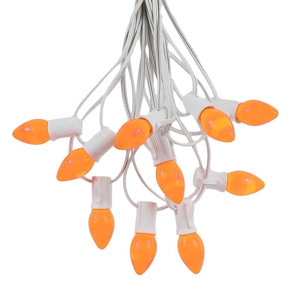Novelty Lights 100 Foot C7 Ceramic Christmas Light Set, Hanging String Light, White Wire Orange