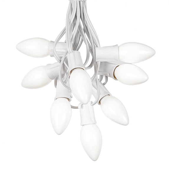 Novelty Lights 100 Foot C9 Ceramic Christmas Light Set, Hanging String Lights, White Wire White