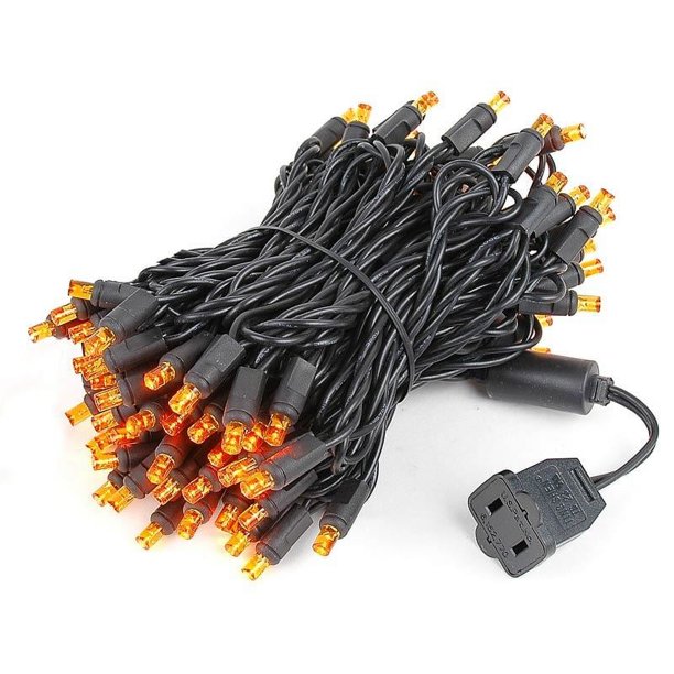 Novelty Lights Orange 100 LED Christmas Mini Light Set (Black Wire, 34