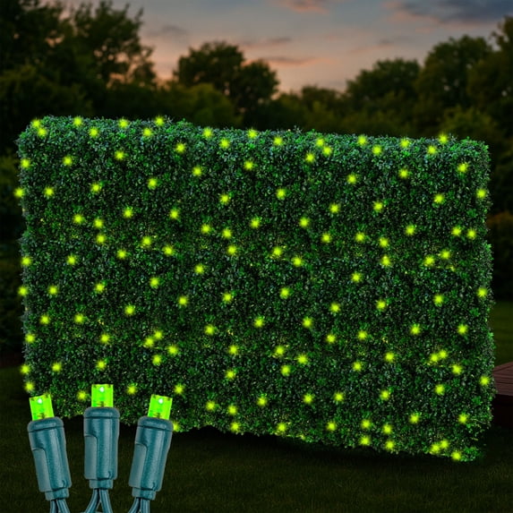Novelty Lights 100 Light Lime LED Christmas Net Lights Christmas Decorations Green Wire 4' X 6'