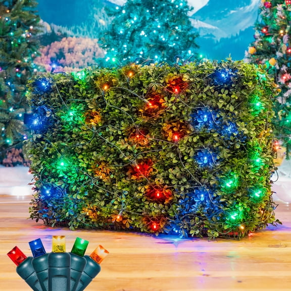 Novelty Lights 100 Light Multicolor LED Christmas Net Lights Christmas Decorations Green Wire 4' X 6'
