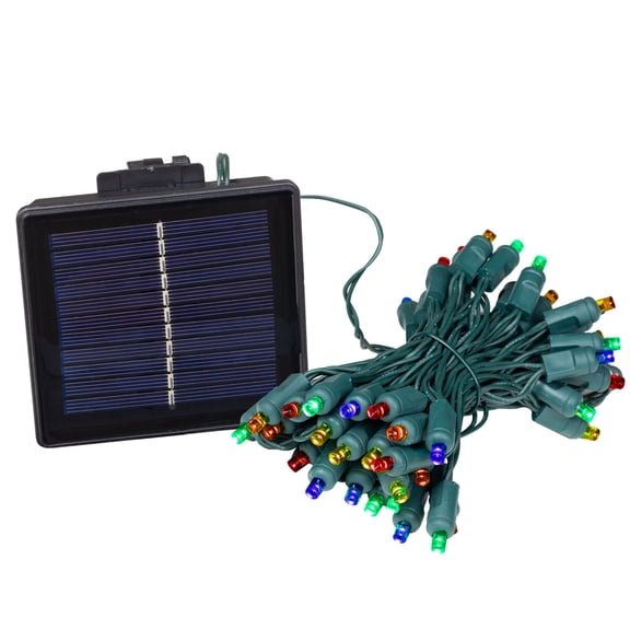 Novelty Lights 100 Light Multicolor LED Solar Powered String Lights 6" Spacing White Wire 60 Feet