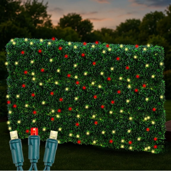 Novelty Lights 100 Light Red/Warm White LED Christmas Net Lights Christmas Decorations Green Wire 4' X 6'