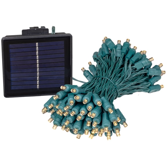 Novelty Lights 100 Light Warm White LED Solar Powered String Lights 6" Spacing White Wire 60 Feet
