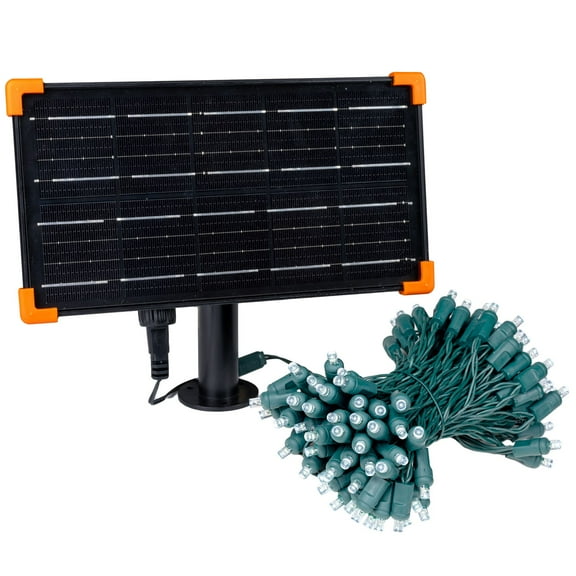 Novelty Lights 100 Twinkle (100%) LED Solar String Lights Pure White 4" Spacing Green Wire 44 Feet