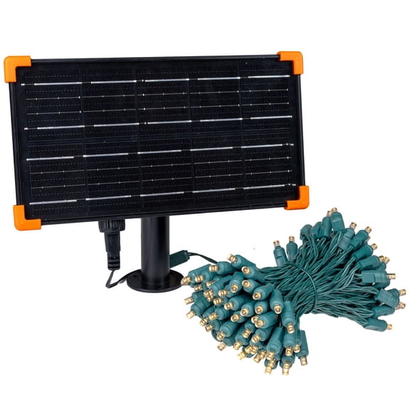 Novelty Lights 100 Twinkle (100%) LED Solar String Lights Warm White 4" Spacing Green Wire 44 Feet