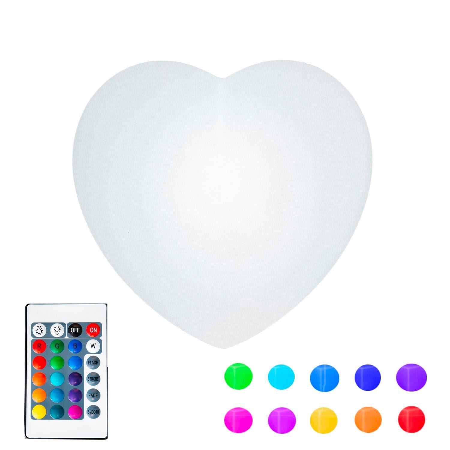 Novelty Lights 12" LED Plastic 3D Glow Heart Light, Waterproof Rechargeable Color Changing Party Heart with Remote, Great for Home Patio Restaurant Lighting - image 1 of 7