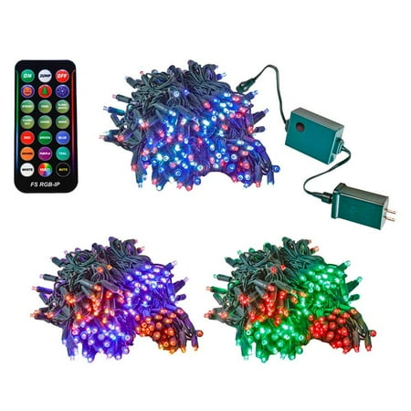 Novelty Lights 200 RGB LED Color Changing Mini Light Green Wire 68 Feet