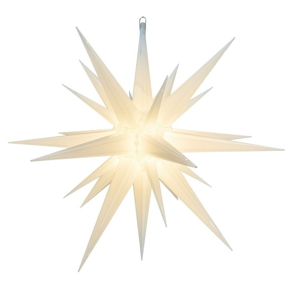 Novelty Lights 24 inch LED Moravian Star in Frosted White, Lighted Indoor/Outdoor Hanging Display, Weather Resistant, 4 Replaceable E12 Bulbs