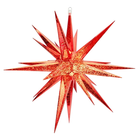 Novelty Lights 24 inch LED Moravian Star in Red Metallic, Lighted Indoor/Outdoor Hanging Display, Weather Resistant, 4 Replaceable E12 Bulbs