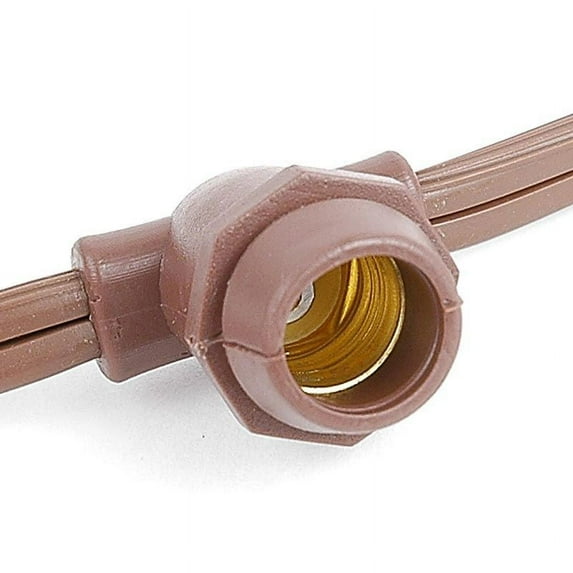 Novelty Lights 25' E12 Globe Outdoor String Lights, In-Line, Commercial Grade, Backyard Garden Gazebo, Cafe Market Patio Lights, Brown Wire, 25 Sockets