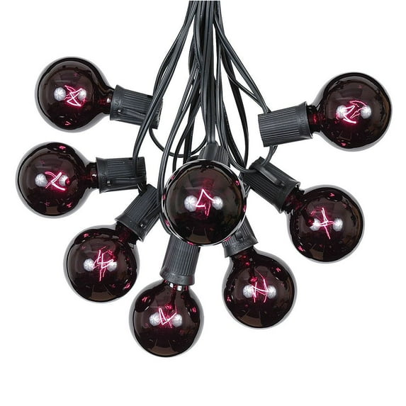 Novelty Lights 25 Feet Black Light Purple G50 Globe Outdoor Patio String Lights, Black Wire
