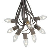 Novelty Lights 25 Feet C7 Clear Christmas String Light Set, Vintage Holiday Hanging Light Set, Brown Wire