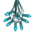 thumbnail image 1 of Novelty Lights 25 Feet C7 Teal Christmas String Light Set, Vintage Holiday Hanging Light Set, Green Wire, 1 of 5