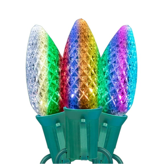Novelty Lights 25 Feet C9 LED RGB+WW Color Changing Christmas Light Set (Green Wire)