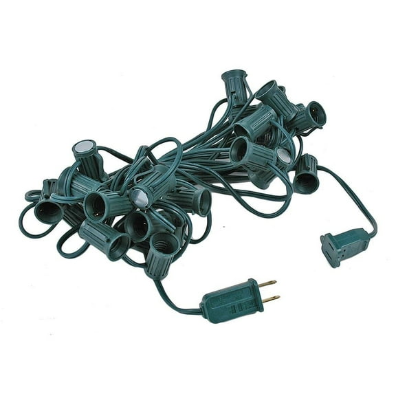 Novelty Lights 25 Feet C9 Outdoor Magnetic Christmas Stringer, Intermediate Base (C9/E17), 12" Spacing, Green Wire