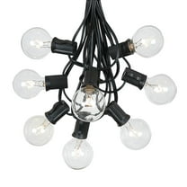 Novelty Lights 25 Feet Clear G40 Globe Outdoor Patio String Lights, Black Wire