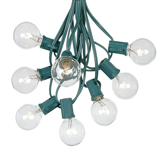 Novelty Lights 25 Feet Clear G40 Globe Outdoor Patio String Lights, Green Wire