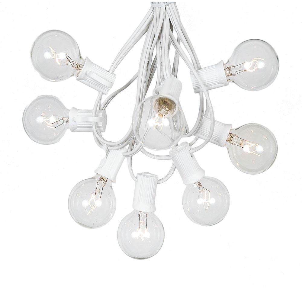 Novelty Lights 25 Feet Clear G40 Globe Outdoor Patio String Lights, White Wire