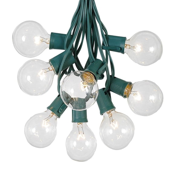 Novelty Lights 25 Feet Clear G50 Globe Outdoor Patio String Lights, Green Wire