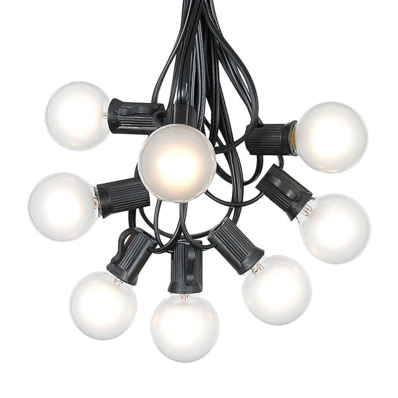 Novelty Lights 25 Feet Frosted White G40 Globe Outdoor Patio String Lights, Black Wire
