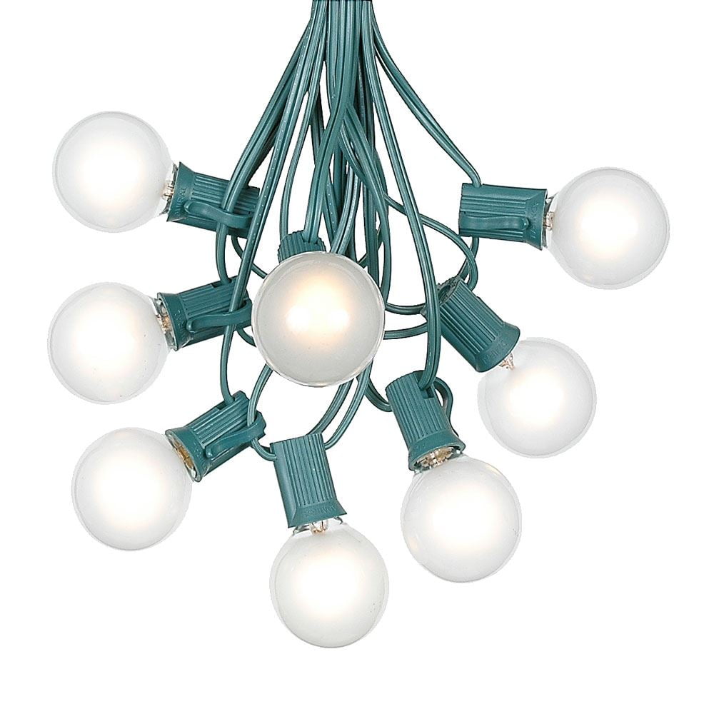 25-Foot Frosted White Globe Outdoor String Lights with Green Wire