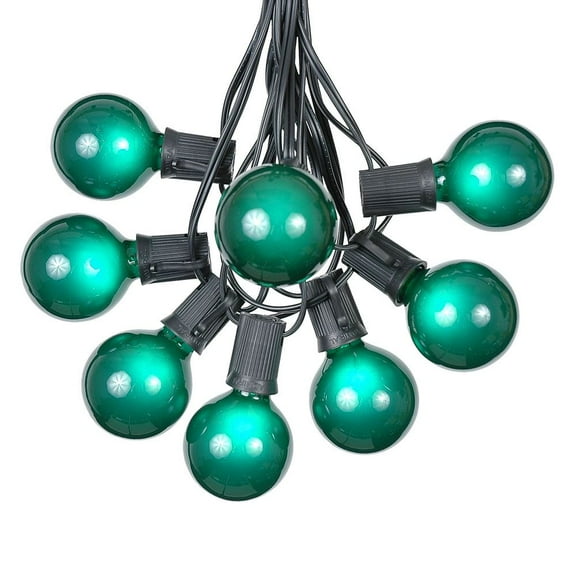 Novelty Lights 25 Feet Green G50 Globe Outdoor Patio String Lights, Black Wire