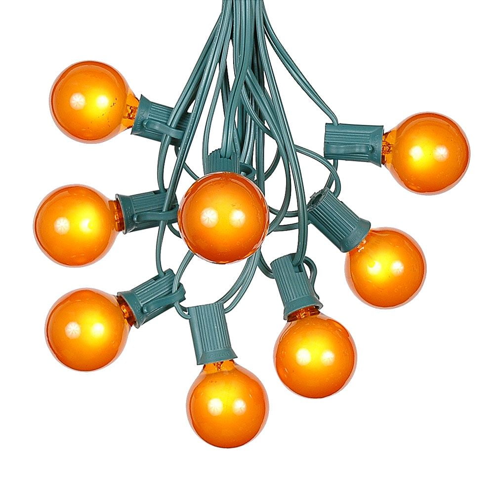 25-Foot Orange Globe Incandescent Outdoor String Lights with Green Wire