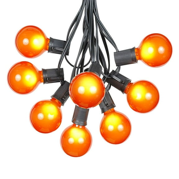 Novelty Lights 25 Feet Orange G50 Globe Outdoor Patio String Lights, Black Wire