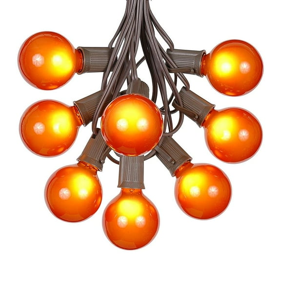 Novelty Lights 25 Feet Orange G50 Globe Outdoor Patio String Lights, Brown Wire