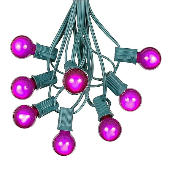 Novelty Lights 25 Feet Purple G30 Globe Outdoor Patio String Lights, Green Wire