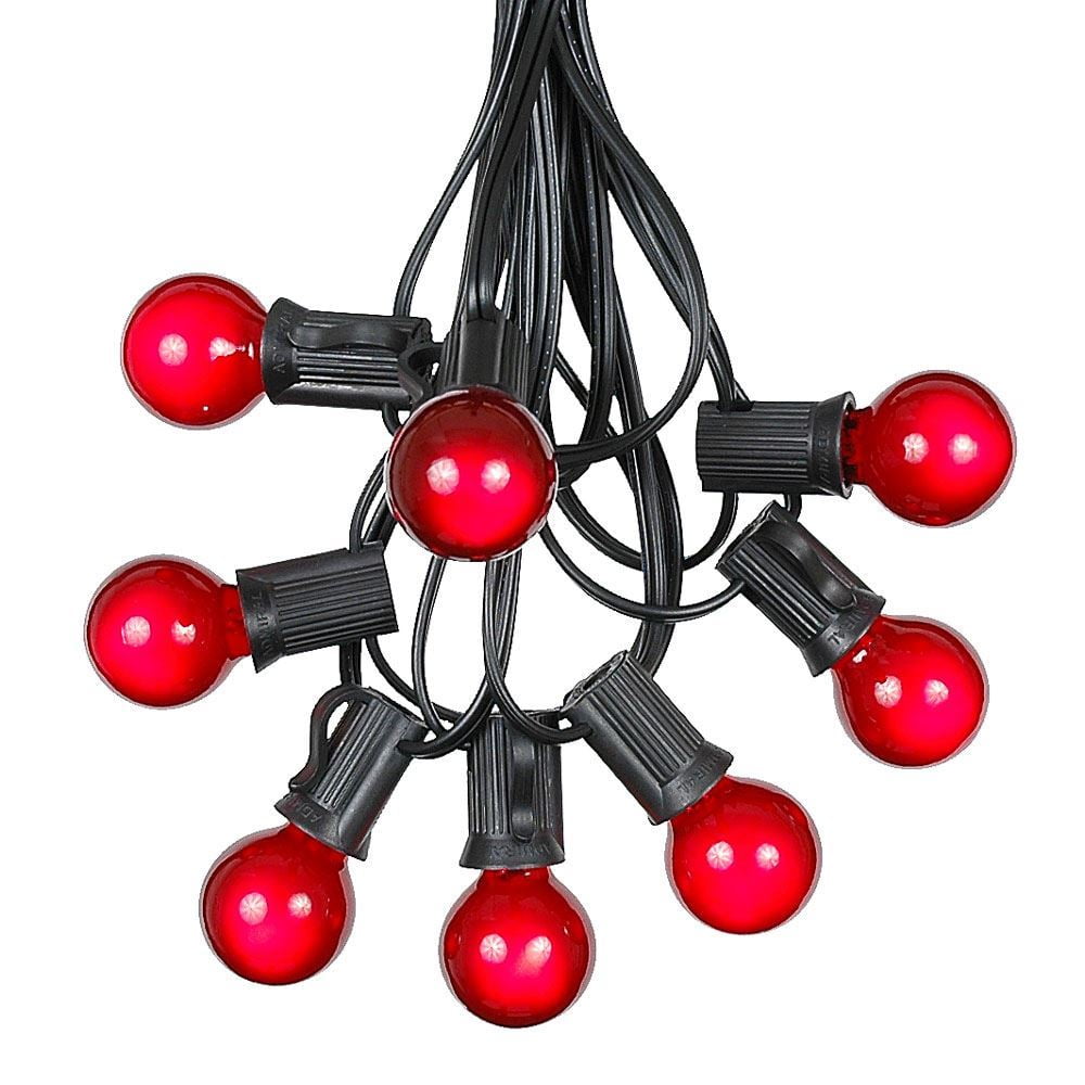 Novelty Lights 25 Feet Red G30 Globe Outdoor Patio String Lights, Black Wire