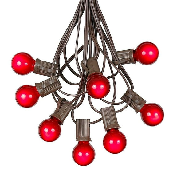 Novelty Lights 25 Feet Red G30 Globe Outdoor Patio String Lights, Brown Wire