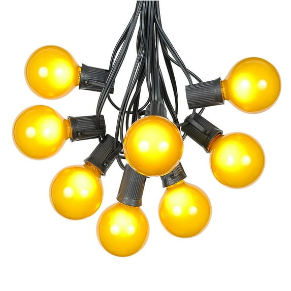 Novelty Lights 25 Feet Yellow G50 Globe Outdoor Patio String Lights, Black Wire